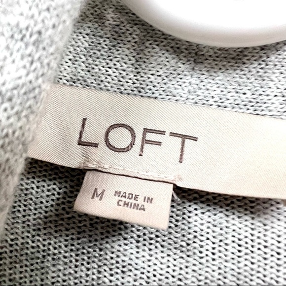 LOFT knit slouchy open front super soft longline gray cardigan womens size M - Picture 11 of 12